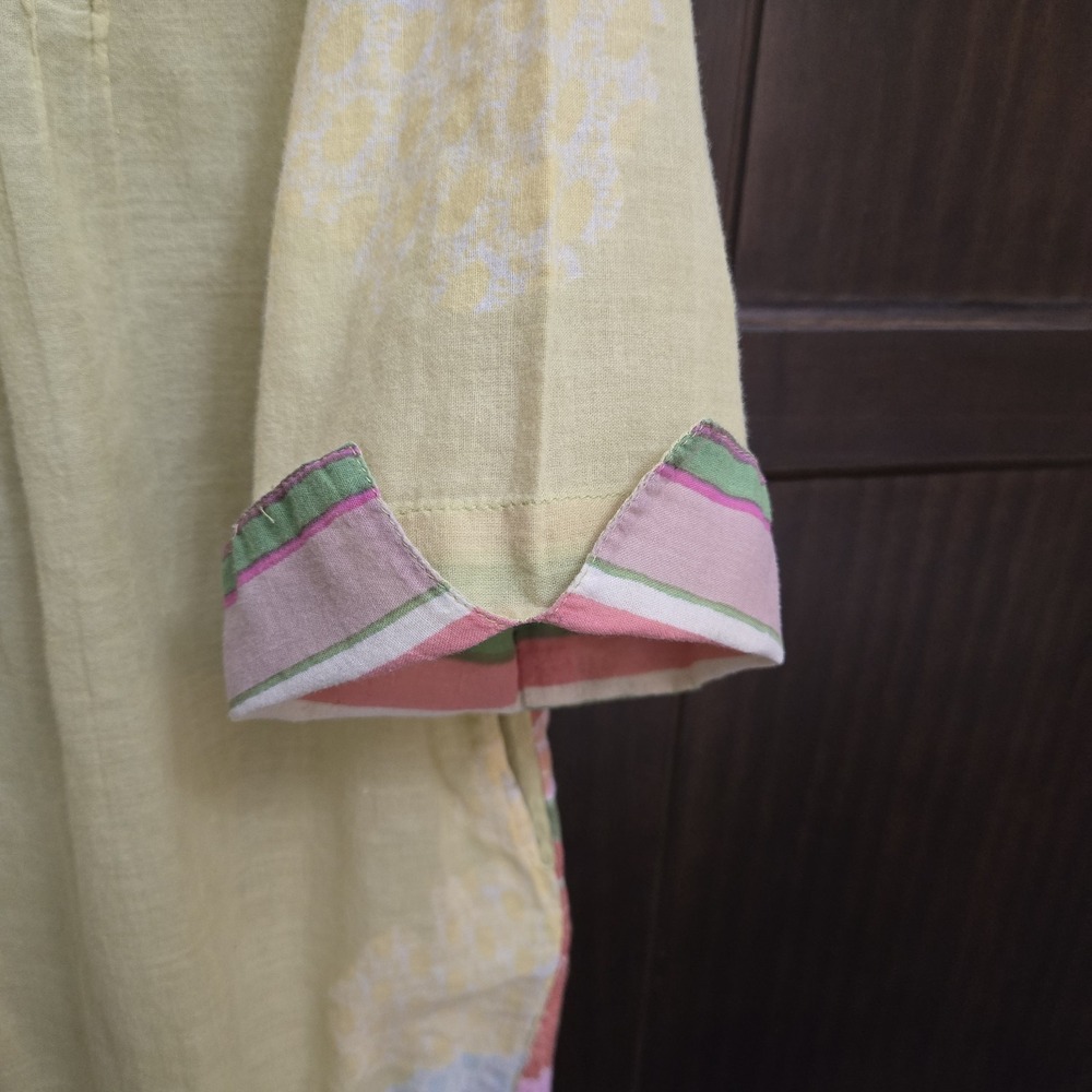 Sundance Floral Pintuck Pleated Button Up Tunic Top Boho Airy Artsy‎ Pockets L - Picture 5 of 16